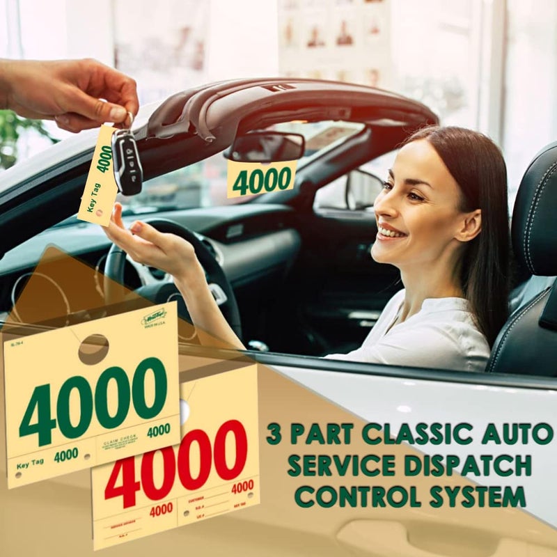 Versa-Tags 1000 Automotive Service Dispatch Numbers Mirror Hang Tags Numbered 4000-4999 RL78 Style Red Green Service Dispatch Numbers Manilla Card Stock with 1.25 Slotted Hang Cutout - Image 3